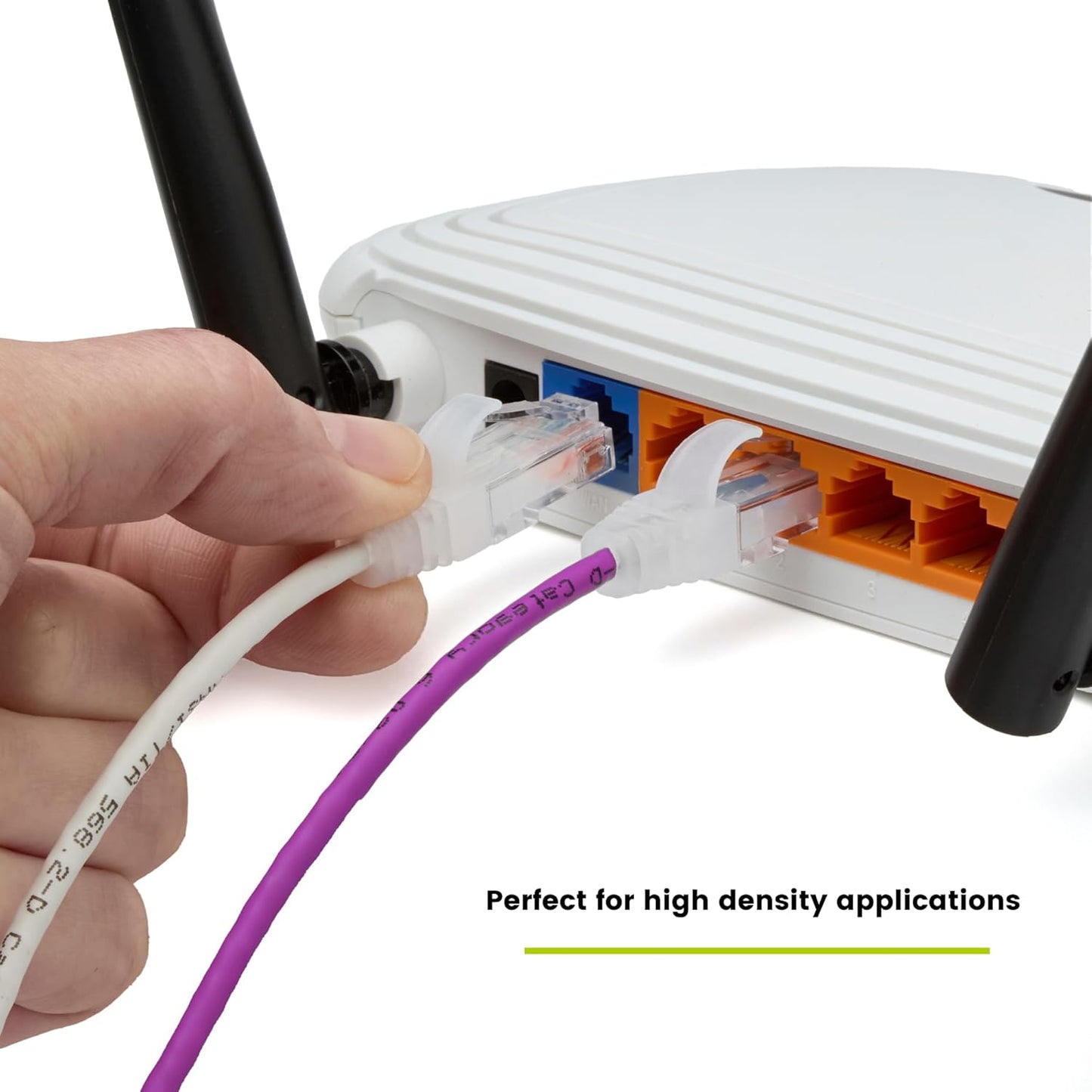 TRUECABLE Cat6 Component Rated Patch Cable, Unshielded (U/UTP), 14ft, Purple, 28AWG Solid Copper, Snagless 10G High-Speed Ethernet Cable, PoE++ 4PPoE 100W, UL Listed, RoHS-3, 5 Pack