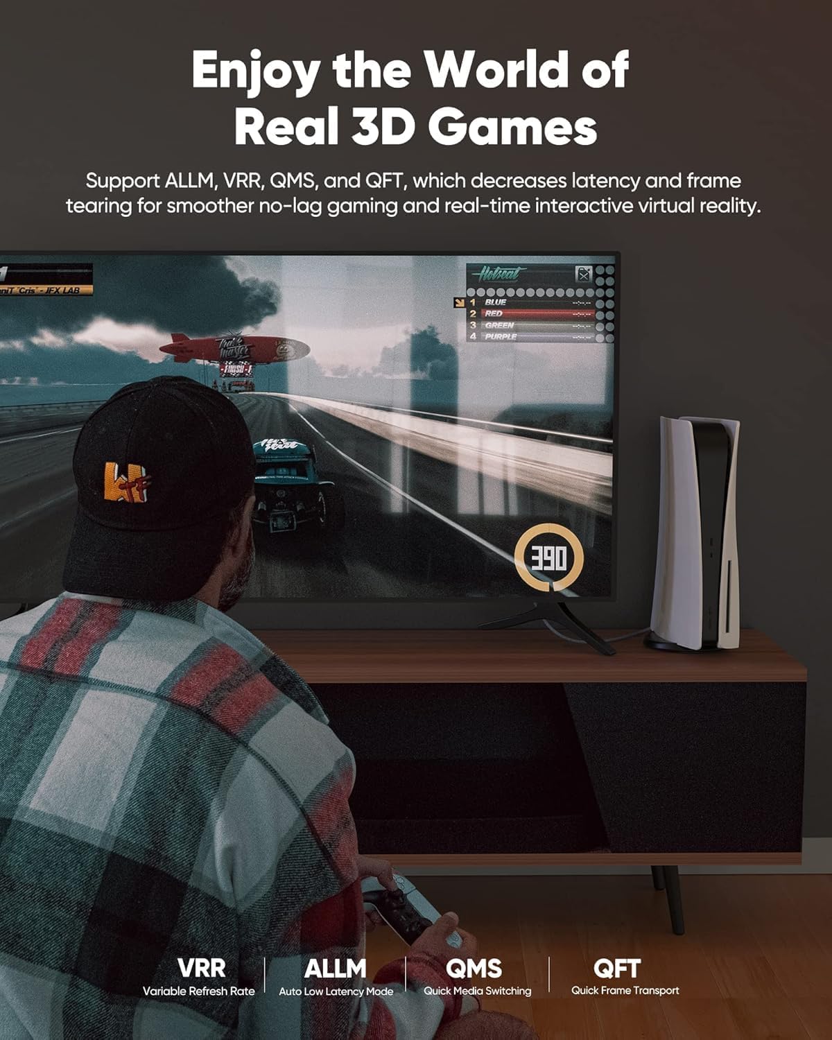 Highwings 8K@60 Long HDMI Cable 13.12FT/400cm, 48Gbps 2.1 High Speed Gaming HDMI Cord 4K120 144Hz RTX 3090 eARC HDCP 2.2&2.3 Compatible for PS5, SoundBar, AVR, UHD TV