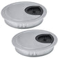 2 Pcs Desk Grommet 2-3/8" / 60 mm, Desk Cord Hole Cover, Cable Grommet Metal Zinc Alloy Materilal, Desk Hole Grommet for Home & Office Pc, Detachable Cable Cord Organizer-Matte Silver