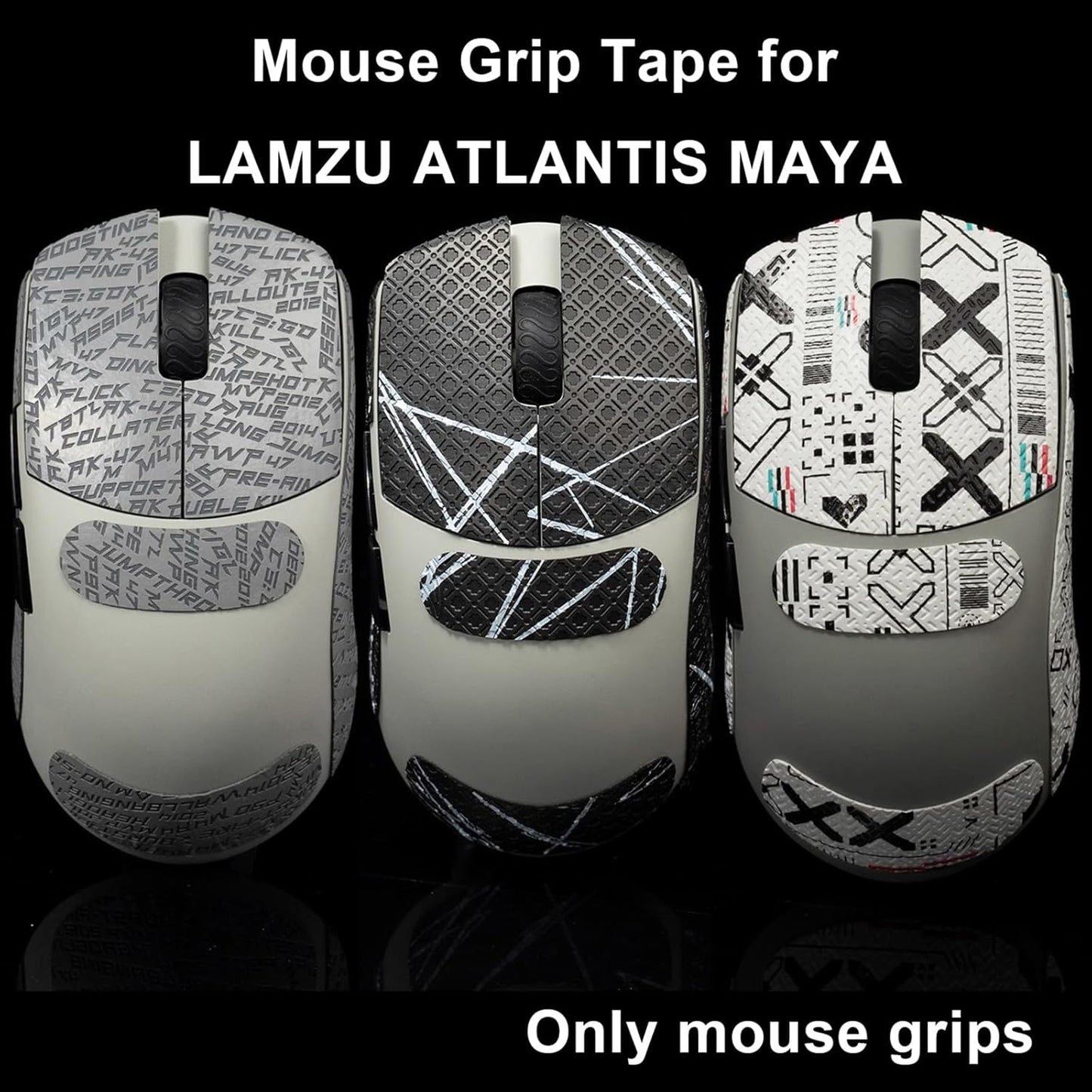 Grip Tape for Lamzu Atlantis Maya - Anti-Slip,Enhanced Control, Sweat Resistance,Improves FPS Gaming Grip & Mouse Protection [Pre-Cut] CS White 0.3mm