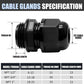 2 Pcs 1" NPT Nylon Cable Glands, Black Strain Relief Cable Cord Connector IP68 Waterproof Junction Box Wire Protectors Adjustable for 18-25mm Cable Diameter