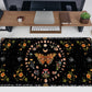 Moth Desk Pad Mushroom Phase Moon Phase Desk Mat, Boho Flowers and Leaves Computer Big Mouse Pad Washable Cloth Non-Slip Rubber Base Keyboard Pad Mouse Mat for Office with Stitched Eges 31.5x15.7 in