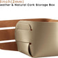 HOMIEAZICOZI 2-Pack Cork Leather Desk Accessories Storage - Pencil Pen Holder - Makeup Brush Holder Organizer - Stylish Addition to Home Decor (Champagne Gold)