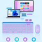 seenda Bluetooth Keyboard and Mouse for iPad, CTU-301 Multi-Device Bluetooth + 2.4G Wireless Keyboard Mouse with Tablet Holder for MacBook/Windows Computer, iOS/Andriod Tablet Phone, Blue & Purple