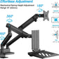 AVLT Dual 17”-38" Monitor Arm Desk Mount with 17" Laptop Tray and USB-C Docking Station, HDMI 4K60Hz, USB-A 5Gbps, Ethernet, 100W PD, Fits Two Flat/Curved Monitor - Black