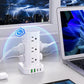 Power Strip Tower with Multiple Outlets, Flat Plug Surge Protector Tower Extension Cord with 12 AC Outlets 4 USB Ports (2 USB C), 6FT Cord Power Tower Surge Protector for Home Office Dorm Room, White
