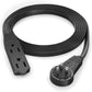 Maximm Cable 6 Ft 360° Rotating Flat Plug Extension Cord/Wire, 16 AWG Multi 3 Outlet Extension Wire, 3 Prong Grounded Wire - Black - UL Certified