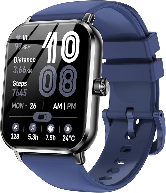 Smart Watches for Men Women, 1.83" HD Touchsreen, Bluetooth Calling, 5 ATM Water-Resistance, 130+ Sports Modes, Health, Fitness & Sleep Tracker, Timer, Pedometer, Fitness Watch for Android/iOS, Blue