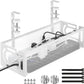 Under Desk Cable Management Tray, 15.7'' No Drill Steel Desk Cable Organizers, Wire Management Tray Cable Management Rack (1 Pack-White)