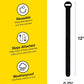 Self-Gripping Cable Ties by Wrap-It Storage, Black, 12 Inch Straps (20-pack) – Reusable Hook and Loop Cord Organizer Cable Ties for Cord Management and Desk or Office Organization