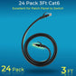 Rapink Patch Cables Cat6 3ft (24 Pack), Ethernet Patch Cable 10G Support, Cat 6 Patch Cable for Patch Panel to Switch, Flexiable Cat 6 Ethernet Cable with Gold Plated Black