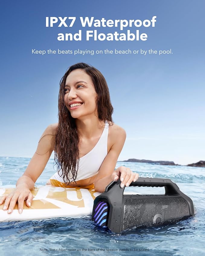 Soundcore Boom 2 Plus Portable Speaker by Anker, 140W, 2+2 Channel, BassUp 2.0, 20H Playtime, Fast Charge, IPX7 Waterproof, RGB Lights, Power Bank, Bluetooth 5.3, Outdoor Speakers, Camping, Beach