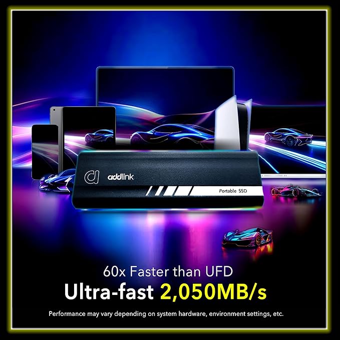 Addlink P21 1TB Portable External SSD, Up to 2,000MB/s Read, USB 3.2 Gen 2x2, Lightweight Storage for Photography, Video, Gaming and Fast backups, for PC Laptop Mac Windows Linux Android PS4 PS5