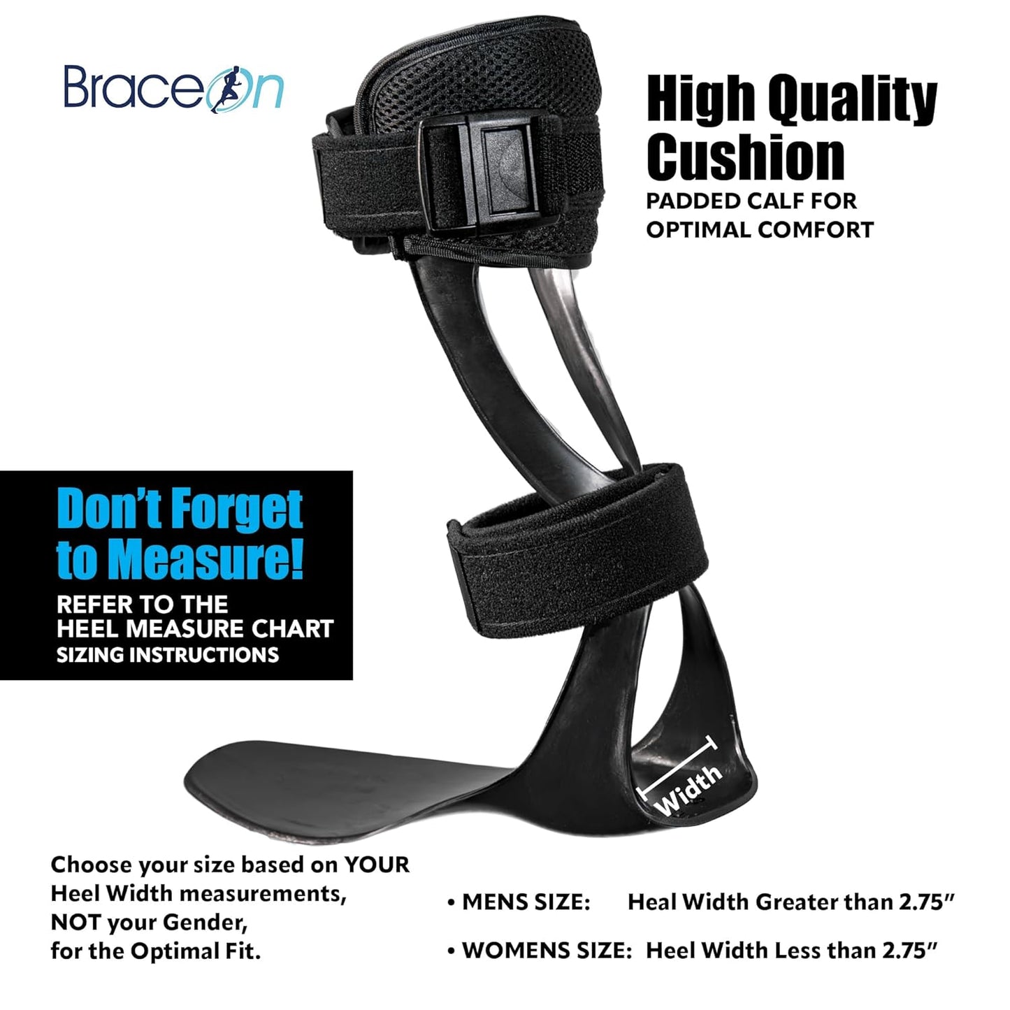 Brace On AFO S-Type - Drop Foot Stabilizer Brace, Moldable, Trimmable, Lightweight Polyethylene, Braces for Women, AFO Brace and Foot Drop Braces, Boot for Injured Foot, Women, Right