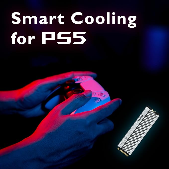 LinkMore XE600 1TB M.2 2280 SSD, PCIe Gen4 NVMe Internal Gaming Solid State Drive with Heatsink, Up to 7200 MB/s, Compatible with PlayStation 5, PS5