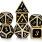 DNDND Metal Dice Set D&D, 7 die Metallic Polyhedral Dice Set with Gift Metal Box and Gold Number for DND Dungeons and Dragons Role Playing Games (Black and Gold)