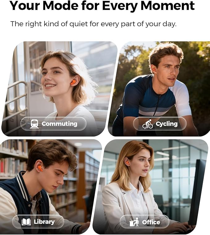 SoundPEATS C30 Hybrid ANC Earbuds, LDAC Hi-Res Audio, 52H Playtime, 52dB Adaptive Noise Cancelling Wireless Earbuds, 6-Mic Clear Call, 12mm Driver, Bluetooth 6.0, Multi-Point, IP54 - Orange
