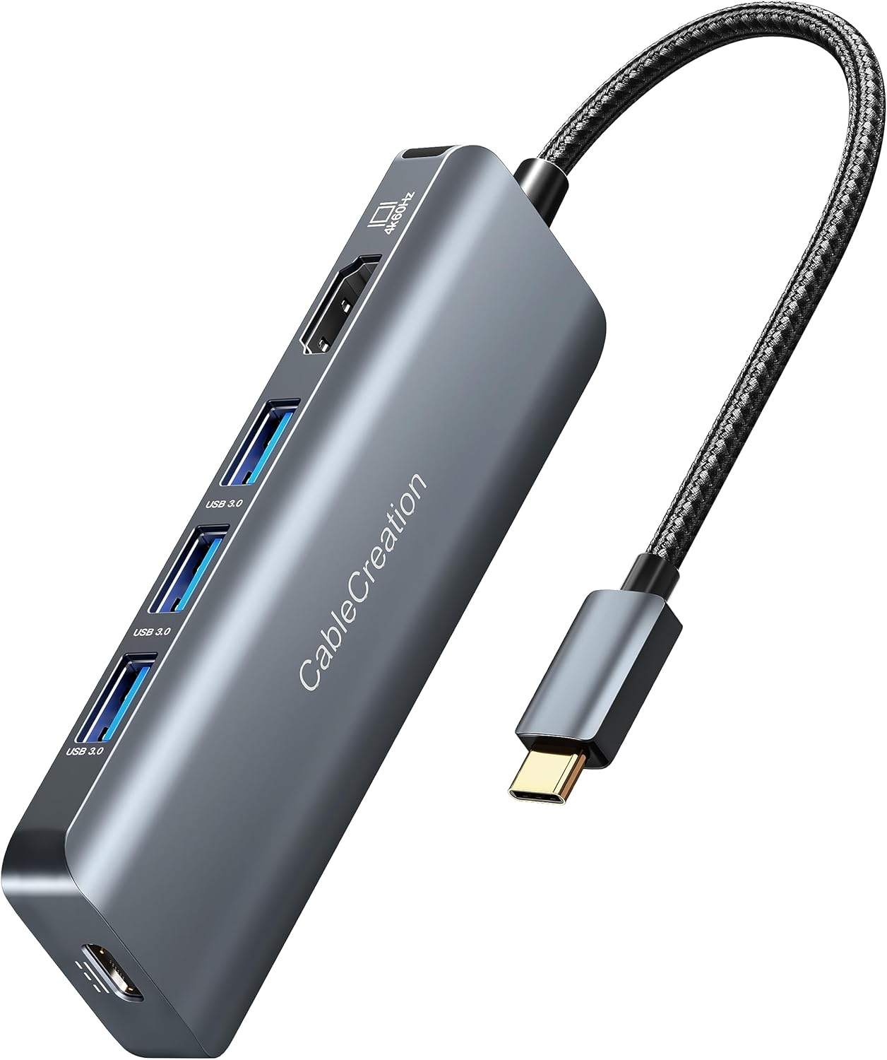 CableCreation USB-C Hub 4K 60Hz, 5-in-1 USB C Multiport Adapter with HDMI and 3 USB 3.0 Ports, 100W Power Delivery, Compatible with MacBook Pro, MacBook Air, Mac Mini, iPad Pro, Surface Pro, XPS