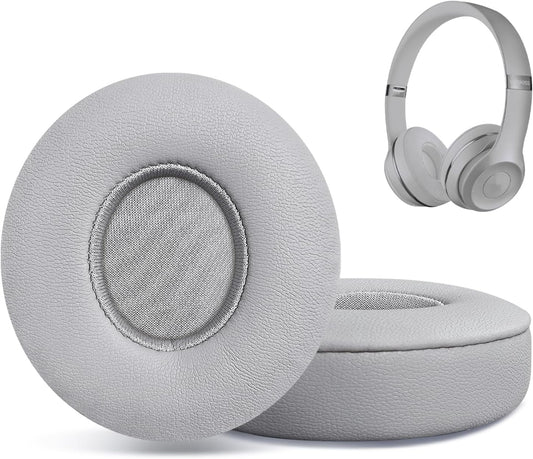Replacement Ear Pads for Beats Solo 2 & Solo 3 Wireless On-Ear Headphones, Ear Cushions, Headset Earpads, Ear Cups Cover with Soft Protein Leather (Grey)