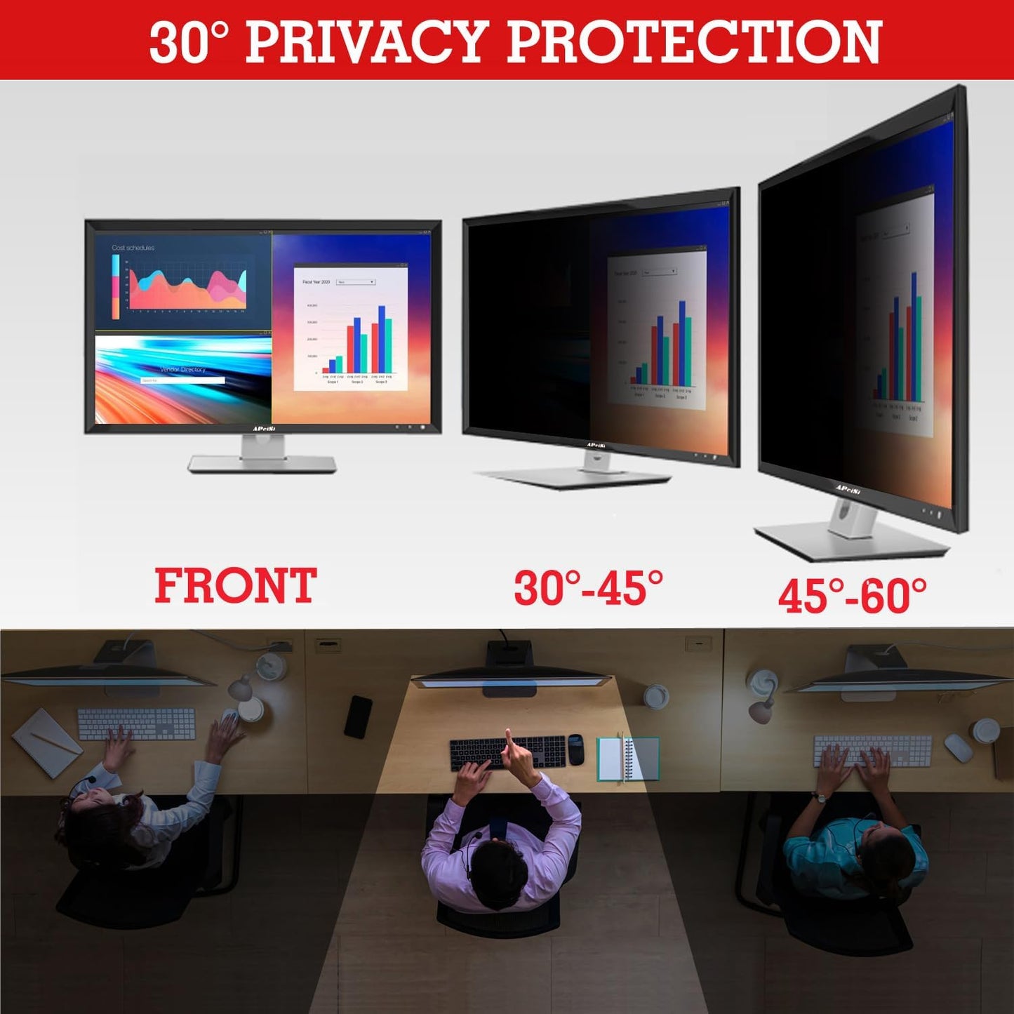 24 Inch Privacy Screen Filter for Widescreen 16:9 Monitor | Privacy Shield | Anti-Glare | Anti-Blue light Protector | Eye Protection | Computer Security Private Filter