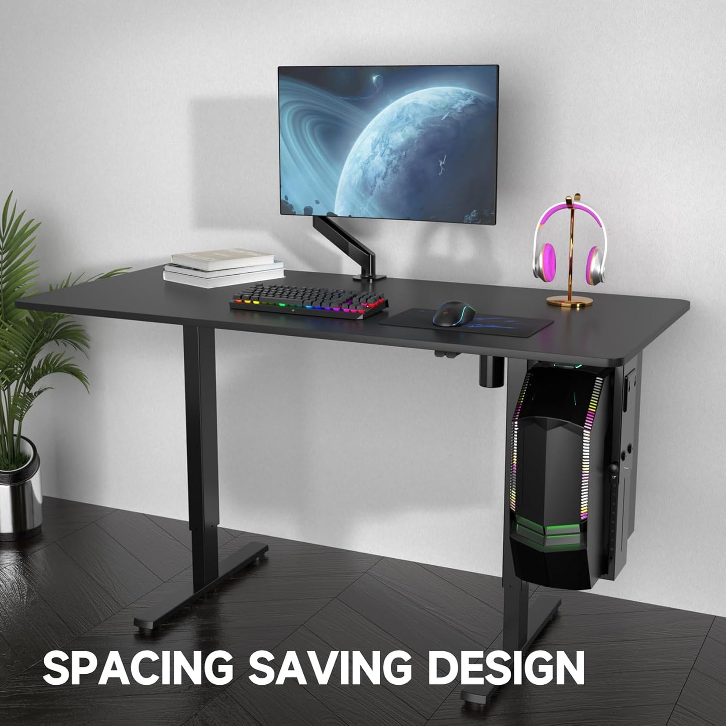 Suptek Adjustable Under Desk and Wall PC Mount,3.74 to 8.26 inch Wide Computer Case CPU Hanger Holder 360 Degree Rotatable Under-Desk PC Hanging Stand Holder Mount (ZJJ001)