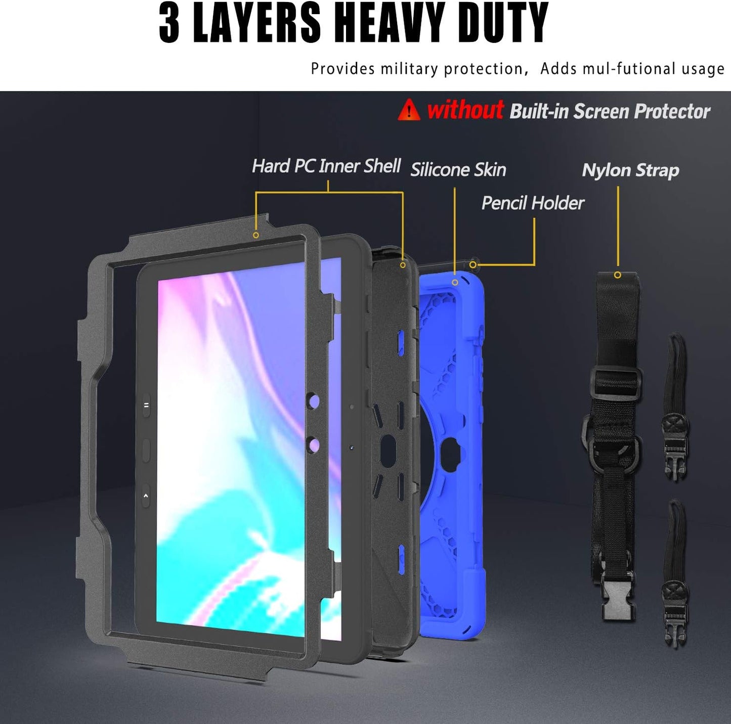 Rantice Case for Samsung Galaxy Tab Active5 PRO / Active4PRO / Active PRO 10.1, Shockproof Drop Protection Case with 360 Stand, Hand Strap & Shoulder Strap for SM-X350/X356B/T540/T547/T630/T638(Blue)