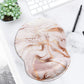 ITNRSIIET Ergonomic Mouse Pad with Gel Wrist Support Small Wrist Rest Smooth Surface Non-Slip PU Base Comfortable Office Supplies Pain Relief, 8.7 x 7.2 inches, Rose Gold Marbling