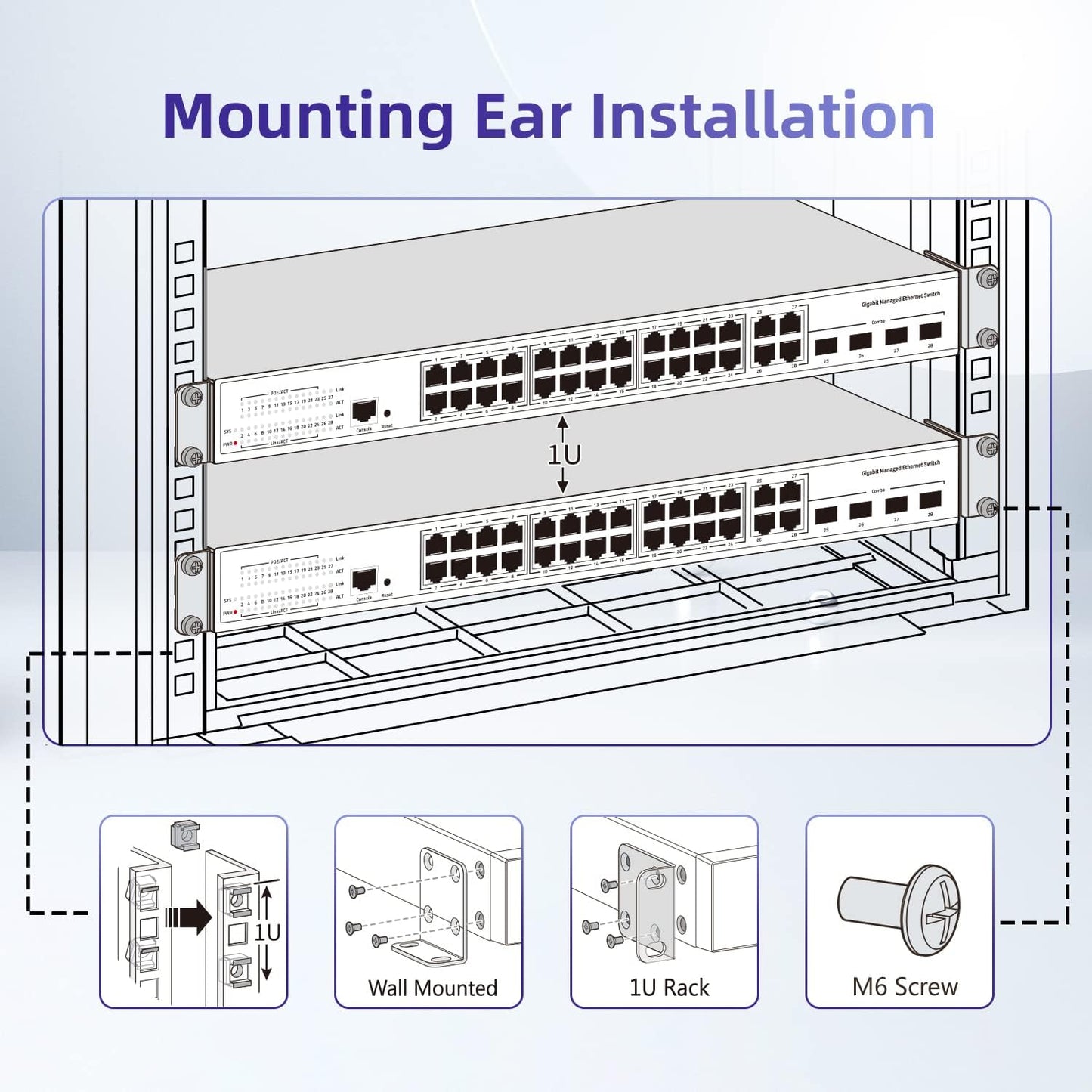 Rack Mount Kit 17.3'' Rack Ears for HP ProCurve/Aruba/OfficeConnect/HPE HP-4S (5064-2085) (5069-6535)