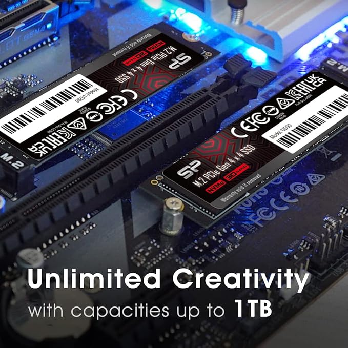 Silicon Power 1TB UD90 NVMe 4.0 Gen4 PCIe M.2 SSD R/W up to 5,000/4,800 MB/s (SP01KGBP44UD9005)