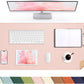 Leather Desk pad Protector, Large Desk mat with Natural Cork & PU Leather,Mouse pad,Non-Slip Office Desk Mat,Waterproof Desk Writing Pad for Office and Home (35in*17in, Rose Pink)