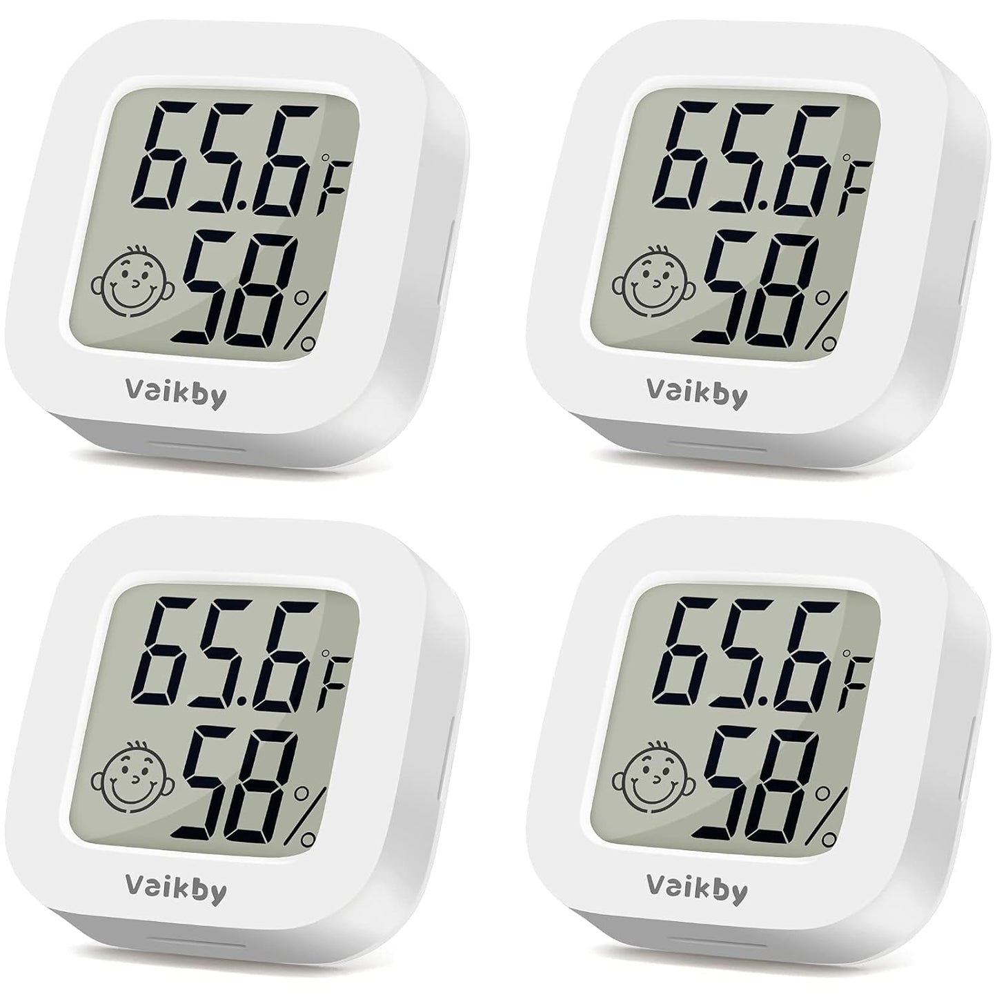 Vaikby Indoor Thermometer 4Pack, Humidity Gauge Meter Digital Hygrometer Room Thermometer for Home, Hight Accurate Temperature and Humidity Monitor for Greenhouse, Reptile, Humidors, Cellar, Office