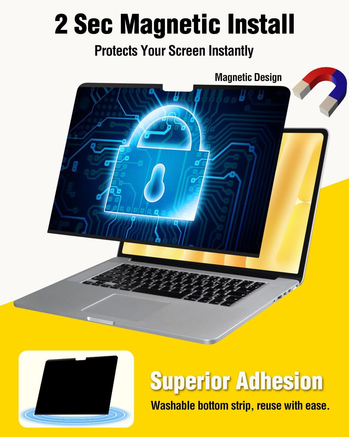 F FORITO Magnetic Privacy Screen Protector Compatible with MacBook Pro 14 inch (2024-2021, M4, M3, M2, M1, Pro,Max), Removable 360° Anti Peeping Anti Blue Light Anti Glare Laptop Privacy Screen Shield