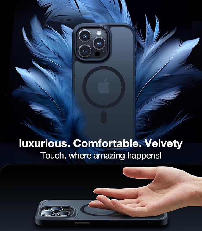 TORRAS for iPhone 13 Pro Max Case [Fit for MagSafe][12FT Military Grade Drop Tested] Magnetic Translucent Shockproof Slim Tough Anti-Fingerprint Case for iPhone 13 Pro Max, Black