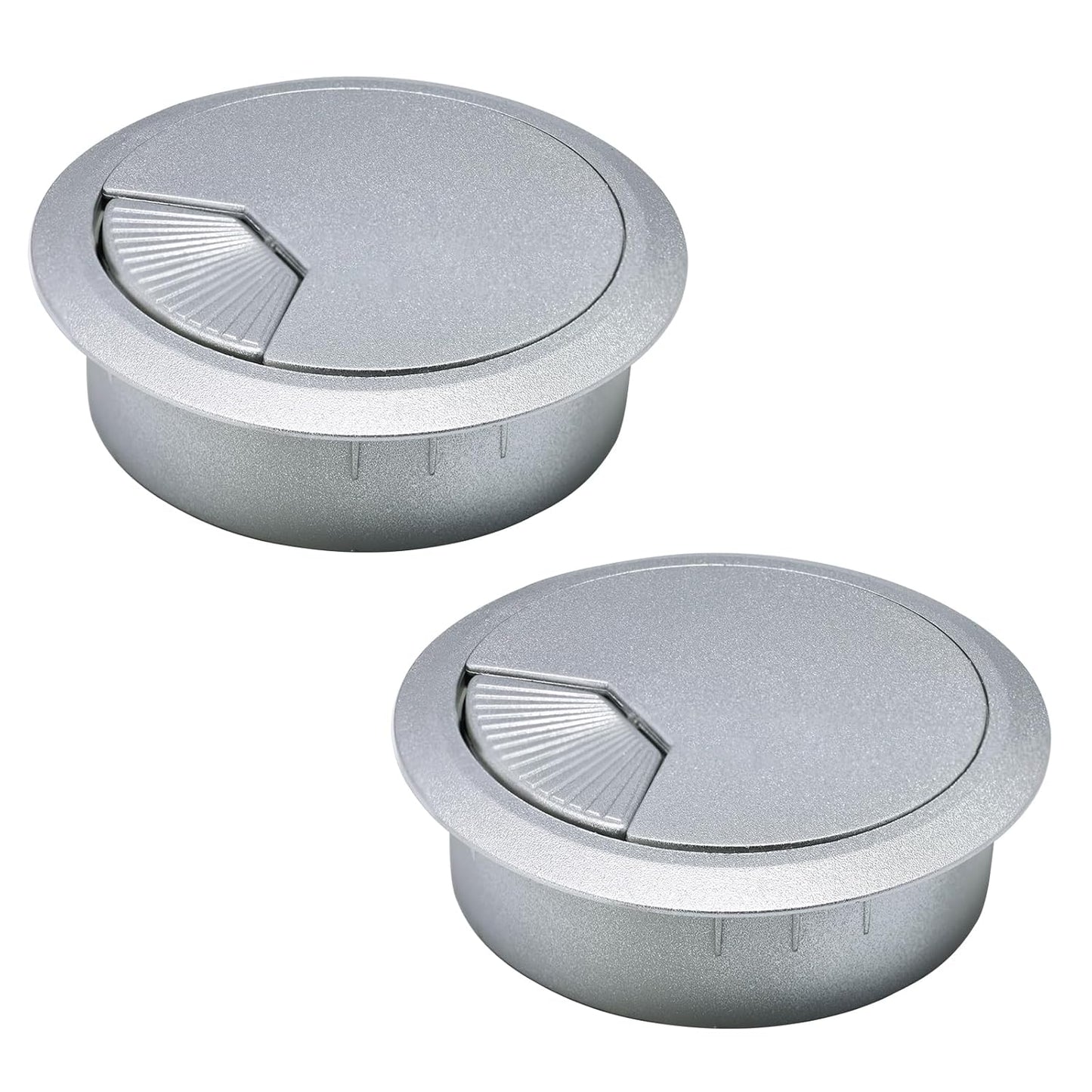 2 Pcs Desk Grommet 2-1/16" / 53 mm, Desk Cord Hole Cover, Cable Grommet ABS Plastic, Desk Hole Grommet for Home & Office Pc, Detachable Adjustable Cable Cord Organizer-Silvery