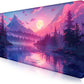 Sunset Mountain Scenic XXL Extended Mouse Pad, Fuji Mountain Large Laptop Pad, Waterproof, Non Slip, Game Office Sewn Table Pad 35.4 x 15.7 x 0.12 Inches