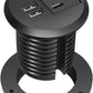 Jgstkcity Desktop Power Grommet, 2 inch, Black, 1 AC Outlet and 2 USB Ports, 6.56ft Cable, Fire Resistant Outer Shell