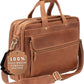 Luxorro Full Grain Leather Briefcase for Men, Light Brown, 17"(W) x 13"(H) x 5"(D), Fits 15.6 Inch Laptop