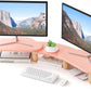 Dual Monitor Stand Riser, Adjustable Rainbow Cloud Desktop Organizer for 2 Monitors, Flexible Length & Angle Computer Stand for Laptop, PC, Printer, Home Office Use - Pink