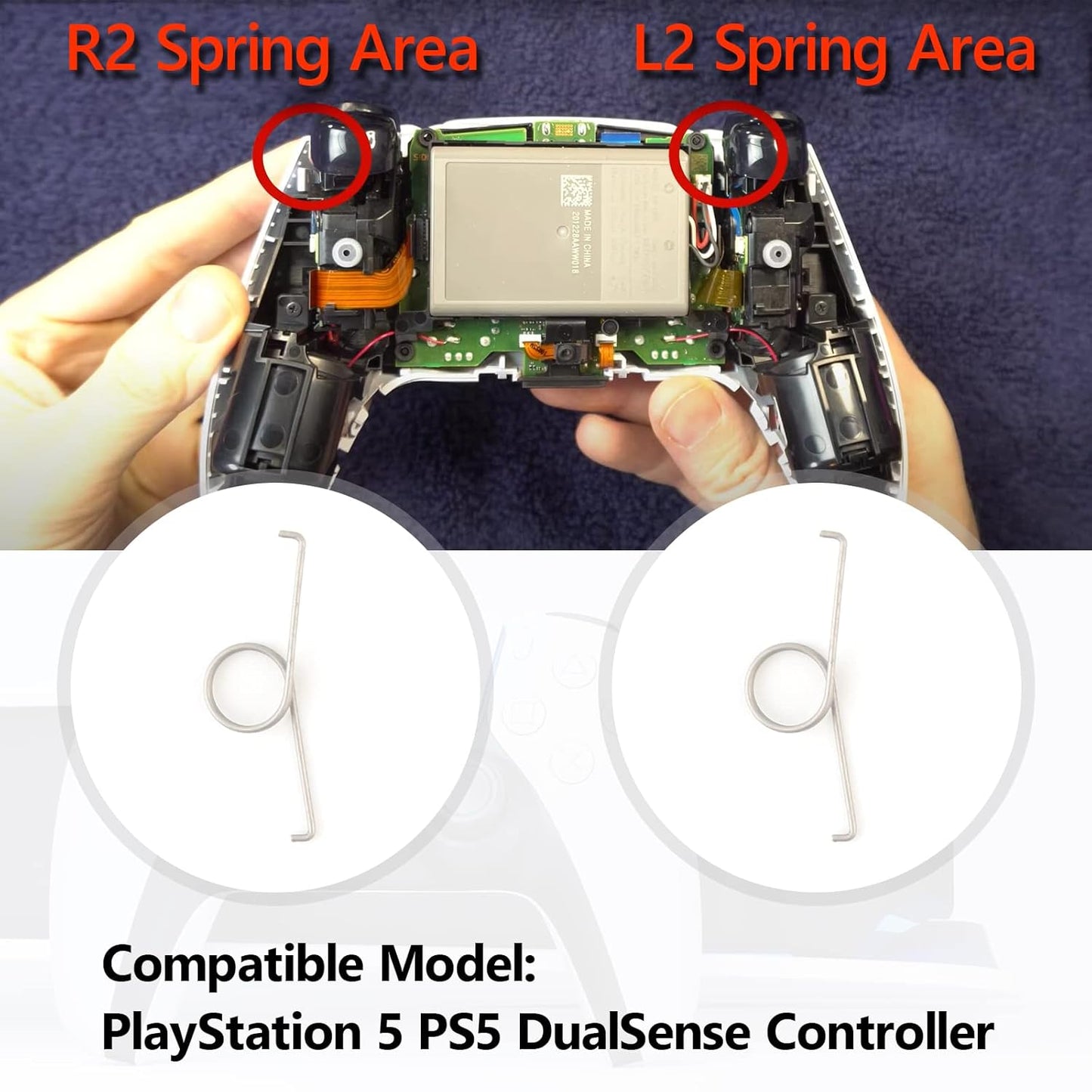 4Pcs for PS5 L2 R2 Trigger Button Springs for Sony PlayStation 5 PS5 Metal Trigger Keys Springs Controller Assembly Replacement with Screwdriver Tools