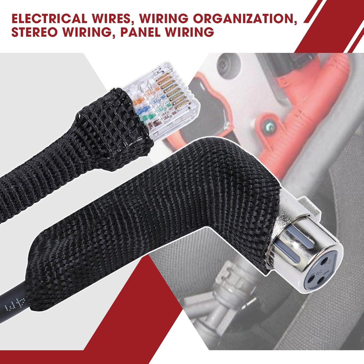 Heat Shrink Wire Loom 2:1 Shrinkable Braided Cable Sleeve 3/8 Inch ID-46ft Abrasion Protection Flexibility Fabric Wiring Harness Cover Sheath