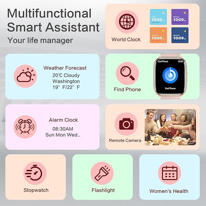 Smart Watches for Women, 1.75" AMOLED Fitness Tracker with Da GPT AI Assistant, Bluetooth Call, Heart Rate BP SpO2 Sleep Monitor, IP68 Waterproof Smart Watch for iPhone Android