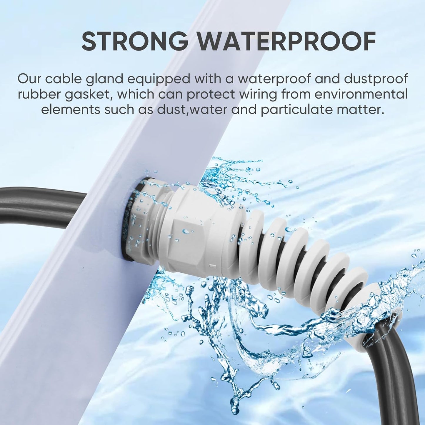 Strain Relief Cord Connector,LISTENJIALE 10Pcs NPT 1/4" Waterproof Cable Gland Flex Spiral Strain Relief Adjustable 4-8mm Cable Connector Nylon Joint with Gaskets(Grey)