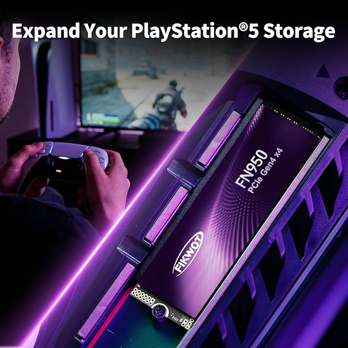 FN950 4TB NVMe SSD PCIe Gen4x4 M.2 2280,Read Up to 5000MB/s, Configure SLC Cache, Internal Solid State Drive for PS5 Laptop Desktop