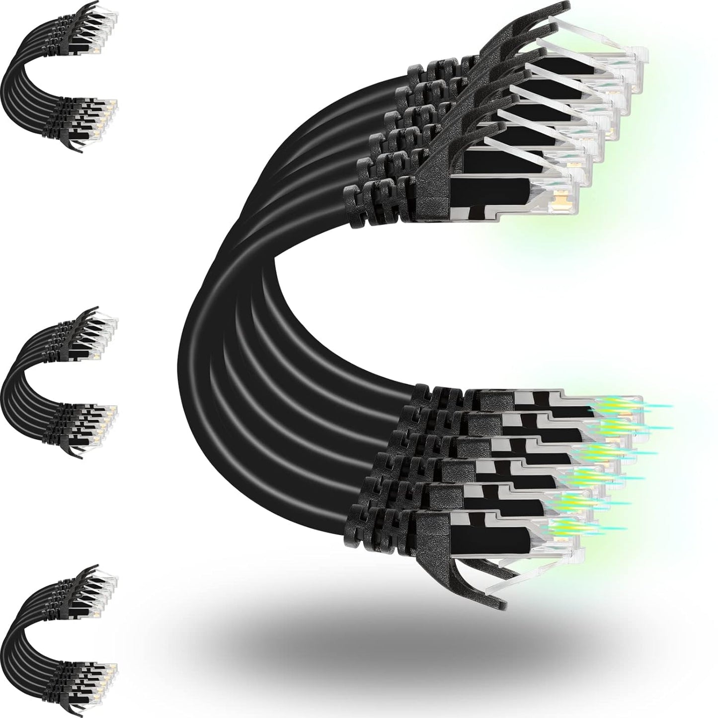 Rapink Patch Cables Cat6 5ft (24 Pack), Ethernet Patch Cable 10G Support, Cat 6 Patch Cable for Patch Panel to Switch, Flexiable Cat 6 Ethernet Cable with Gold Plated Black