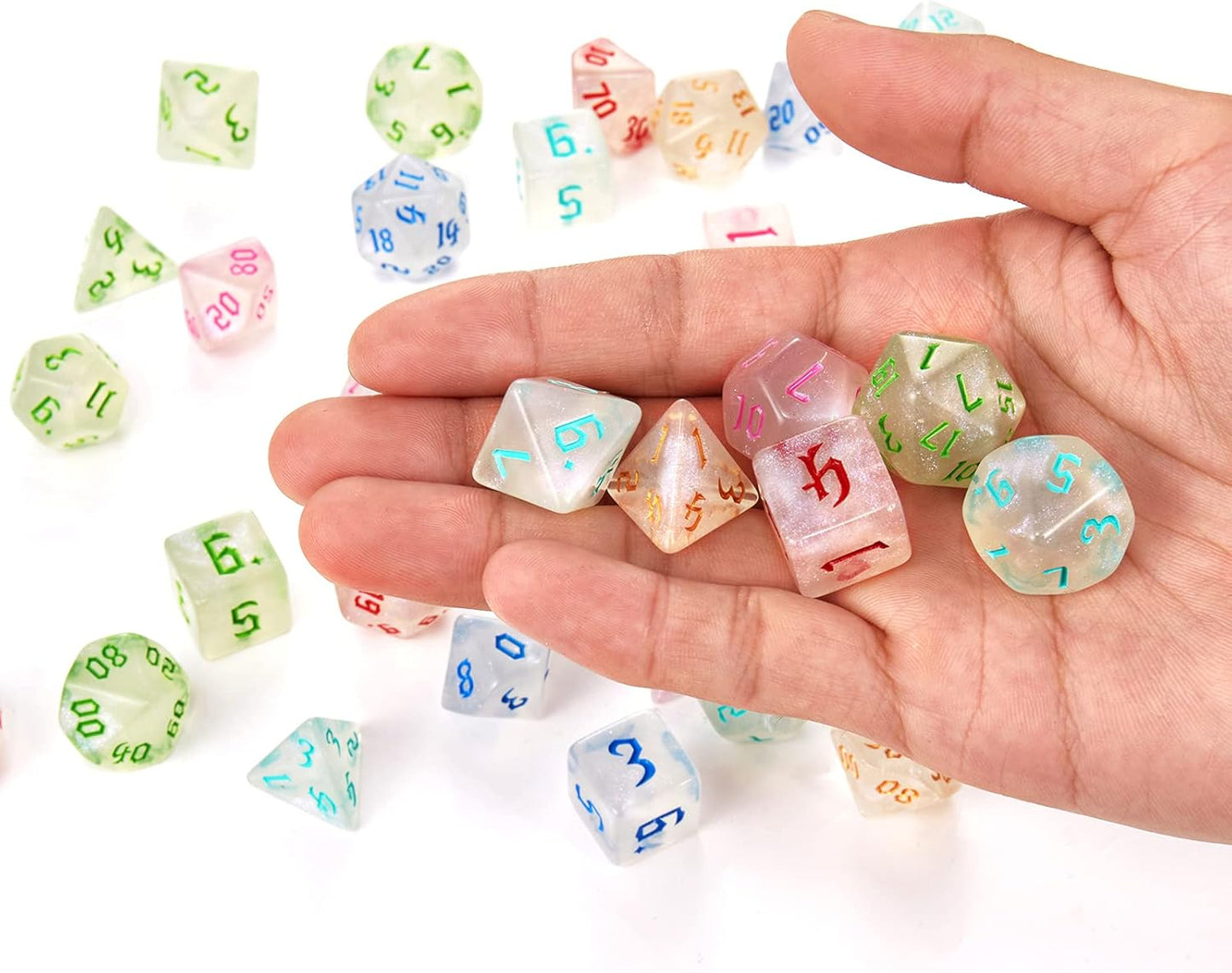 DND Dice, 10 X 7 (70 Pieces) Polyhedral Dice Set for Dungeons and Dragons DND RPG MTG Table Games D4 D6 D8 D10 D% D12 D20 with 10 Pack Black Bags