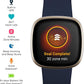 Fitbit Versa 3 Health & Fitness Smartwatch with GPS, 24/7 Heart Rate, Alexa Built-in, 6+ Days Battery, Midnight Blue/Gold, One Size (S & L Bands Included)