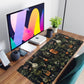 Black Aesthetics Desk Mat Mouse Pad Large Gaming Mouse Pad Desk Pad Mousepad, Mystical Green Plant Computer Laptop Keyboard and Mouse Mat, Desktop Protector Mat for Women Girl Office 31.5x15.8 in