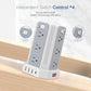 Power Strip Surge Protector, 10 Ft Extension Cord with 12 AC Multiple Outlets 4 USB (1 USB C), SMALLRT Power Tower Desktop Charging Station (White, 16.4 FT)