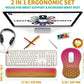 Hokafenle 2 in 1 Ergonomic Mouse Pad Wrist Support & Wrist Rest for Computer Keyboard Set, with Relieve Carpal Tunnel Pain Massage Bulge and Full Memory Gel Design (2In1 Set, Sunset Glow)