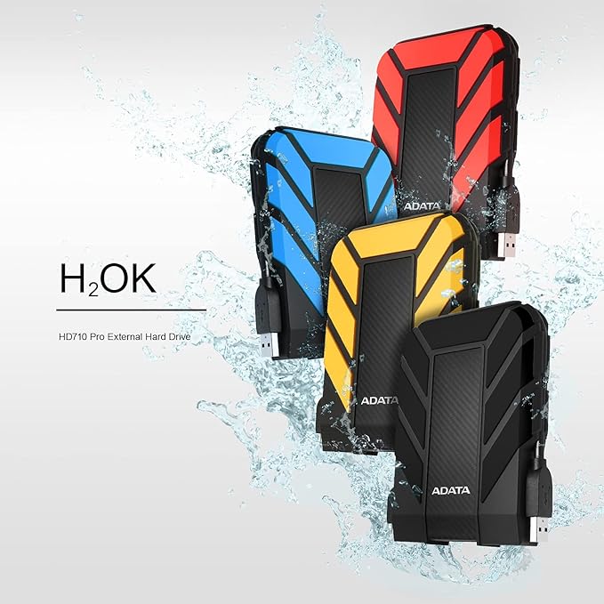 ADATA HD710 Pro - 2 TB External Hard Drive - Shockproof, Waterproof & Dustproof - Durable Storage - For Gamers, Students & Professionals - Mac, PC & Linux Compatible - Yellow - AHD710P-2TU31-CYL